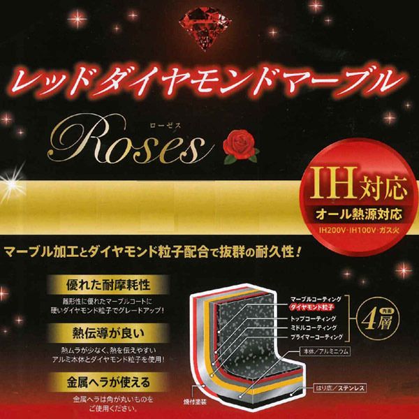Японская сковорода Tafuco F-7135 Red Diamond Marble Roses (28 см)