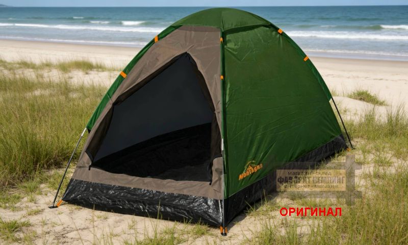Японская, туристическая лёгкая 1 мест. палатка. Montagna HAC3053 (серо - зеленый)