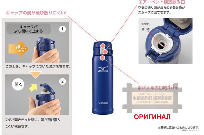 Японская термокружка Zojirushi, оригинал Mizuno черная - 213648 ( 480 мл. )