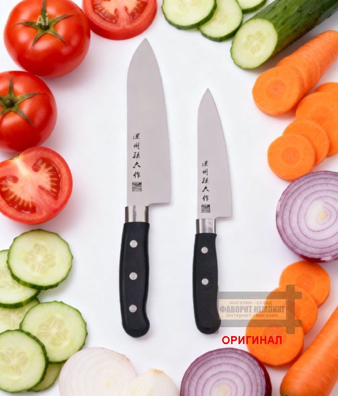 Набор бытовых кухонных ножей 2шт. Satake Sangyo, Noshu Magorokusaku HG2702  Japan 