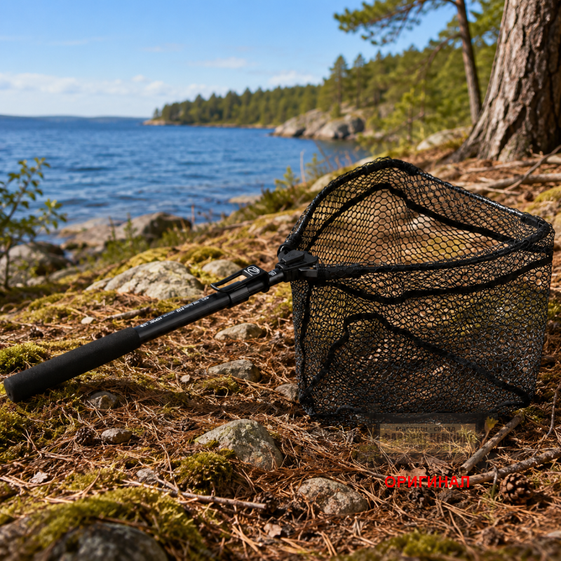 Японский складной подсачек PROX One-Hand Flip Net Adjuster Long Rubber Coat PX442RCAL (75-103см)