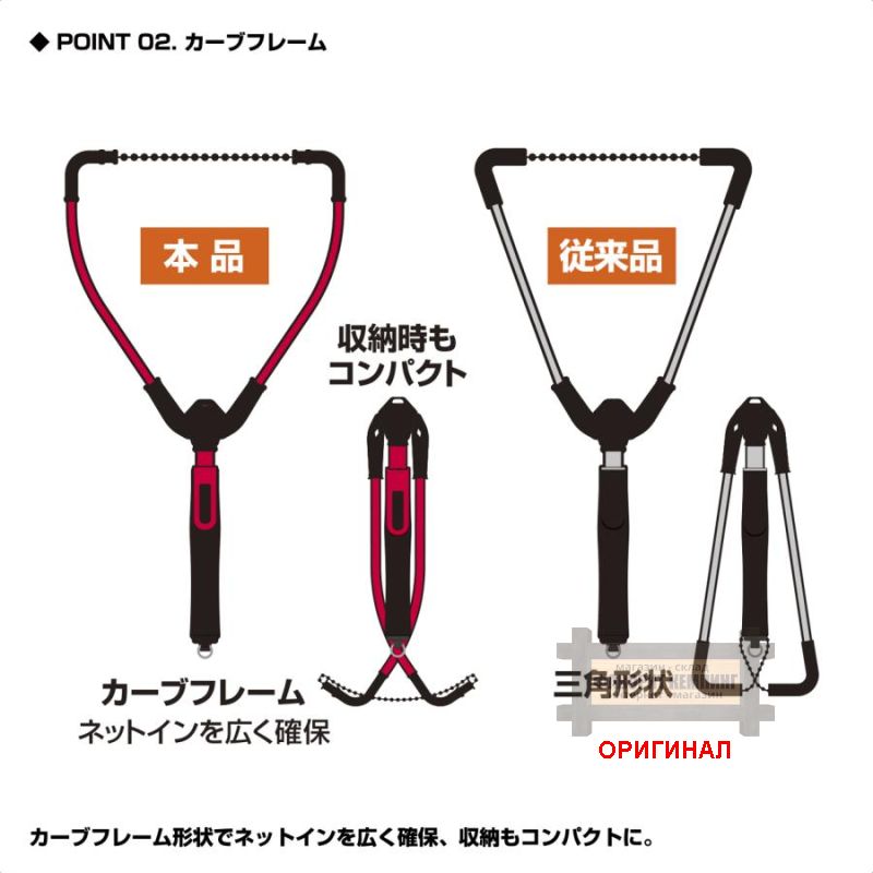 Японский силиконовый, складной, телескопический  подсачек PROX One-Hand Flip Net Adjuster Long PX442RAL (75-103см)