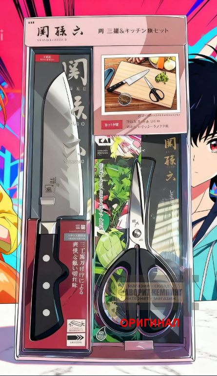 Японский кухонный набор , нож + ножницы KAI RC-5076