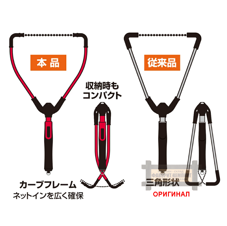 Японский складной подсачек PROX One-Hand Flip Net Adjuster Long Rubber Coat PX442RCAL (75-103см)